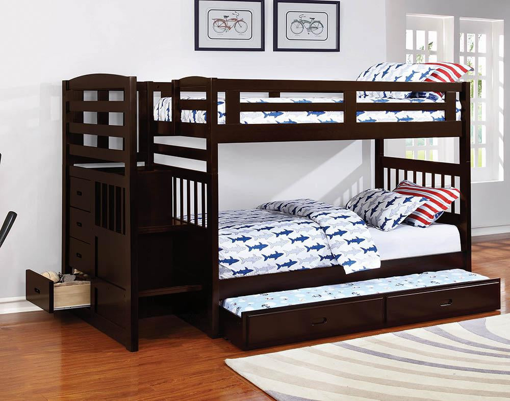 TWIN/TWIN BUNK BED, CAPPUCCINO, 99.50 X 42.75 X 64.25