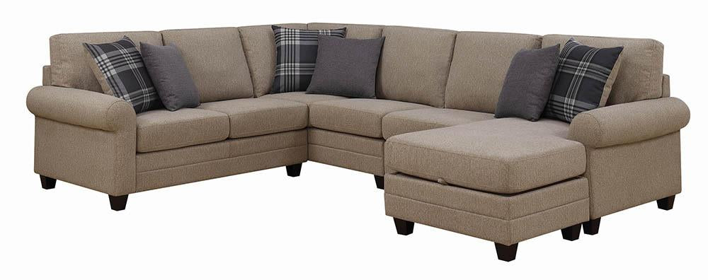 REVERSIBLE SECTIONAL, WHEAT HERRINGBONE, 121.75 X 95.75 X 38.50