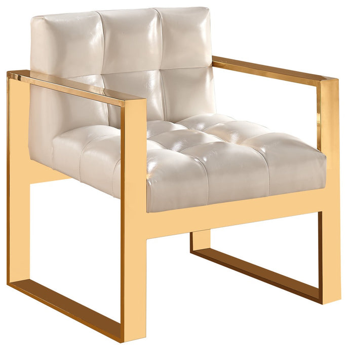 Mia White Leather Accent Chair