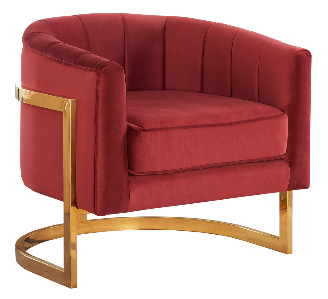 Carter Burgundy Velvet Accent Chair