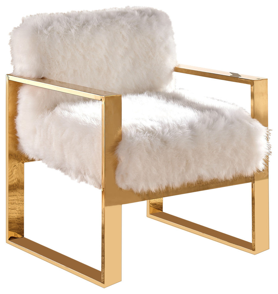 Milo White Fur Accent Chair
