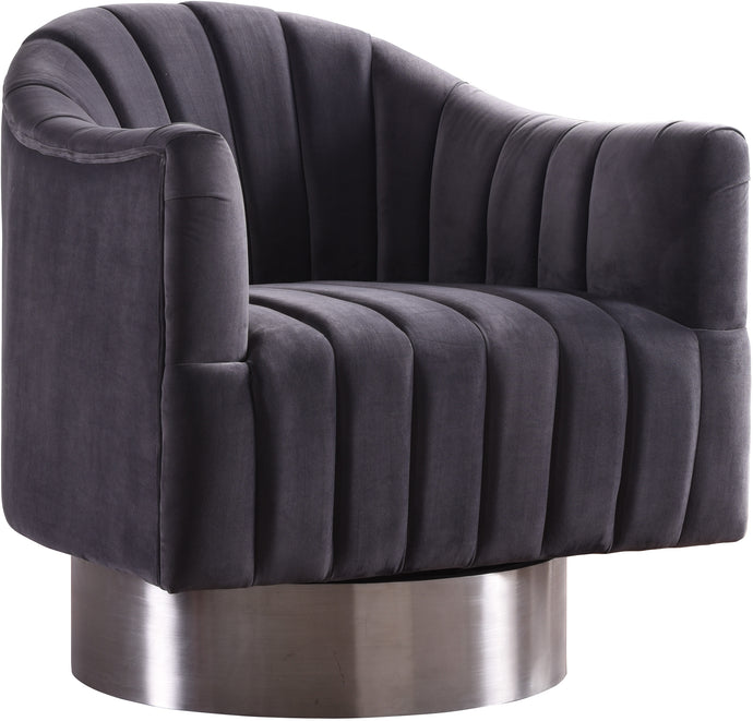 Farrah Grey Velvet Accent Chair