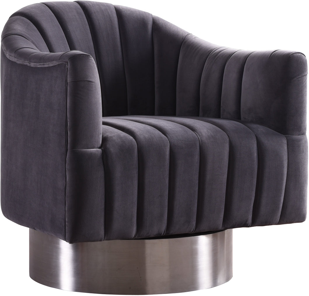 Farrah Grey Velvet Accent Chair