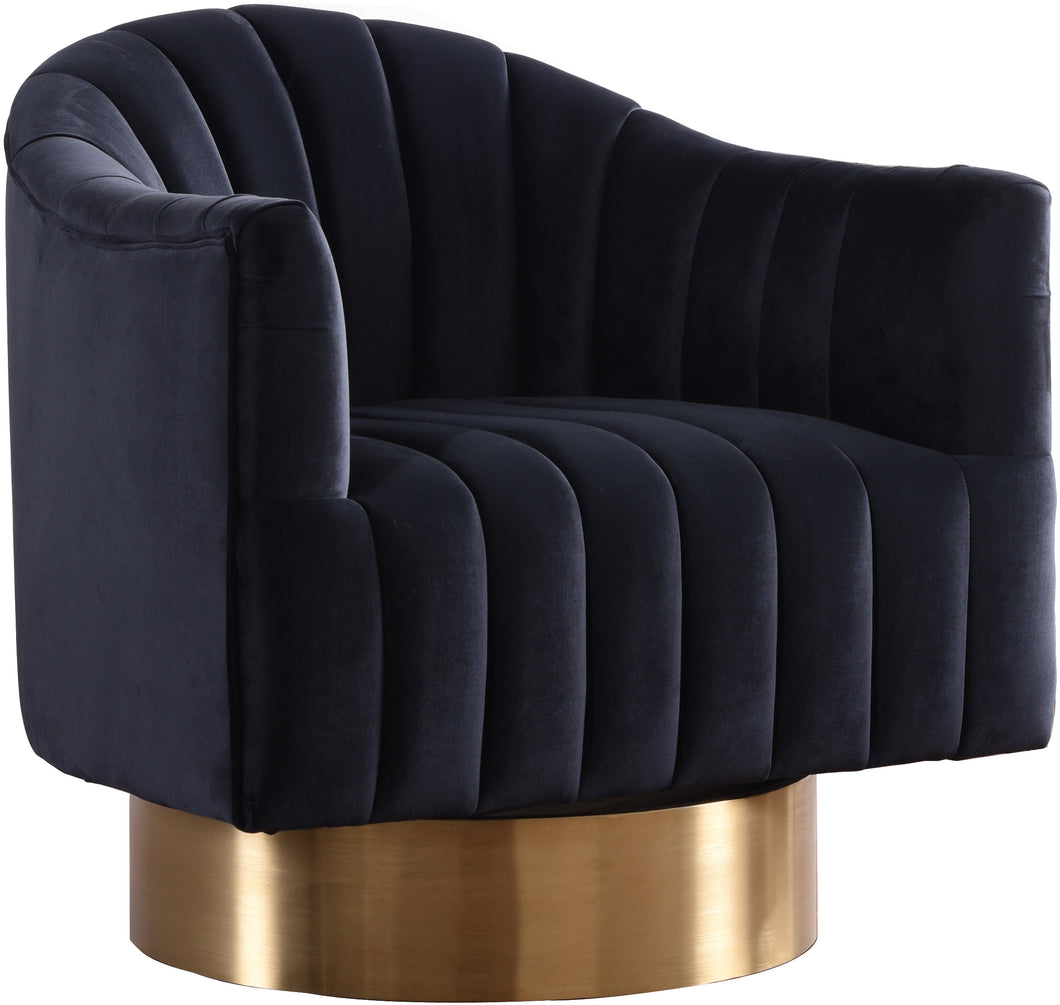 Farrah Black Velvet Accent Chair