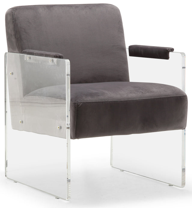 Eva Grey Velvet Accent Chair